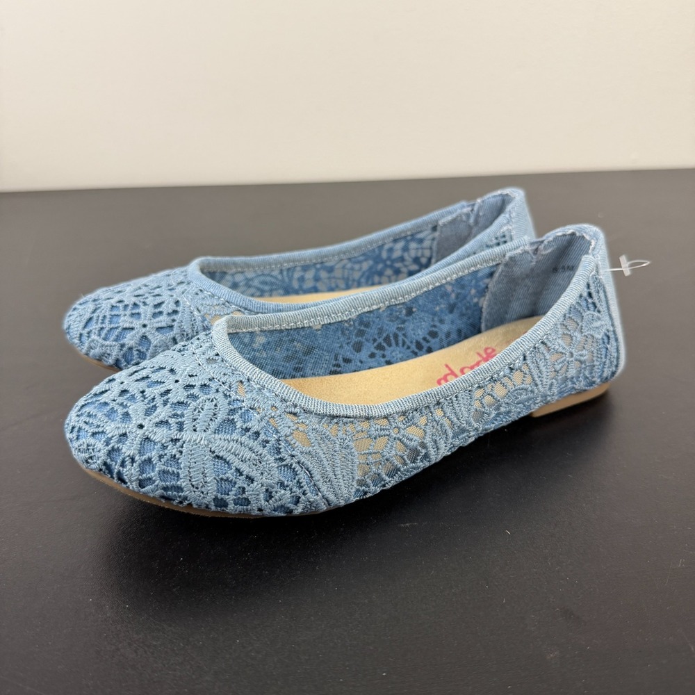 Jellypop Sunny Ballet Flats Women's 6.5M Light Blue Crochet Lace Classic Casual